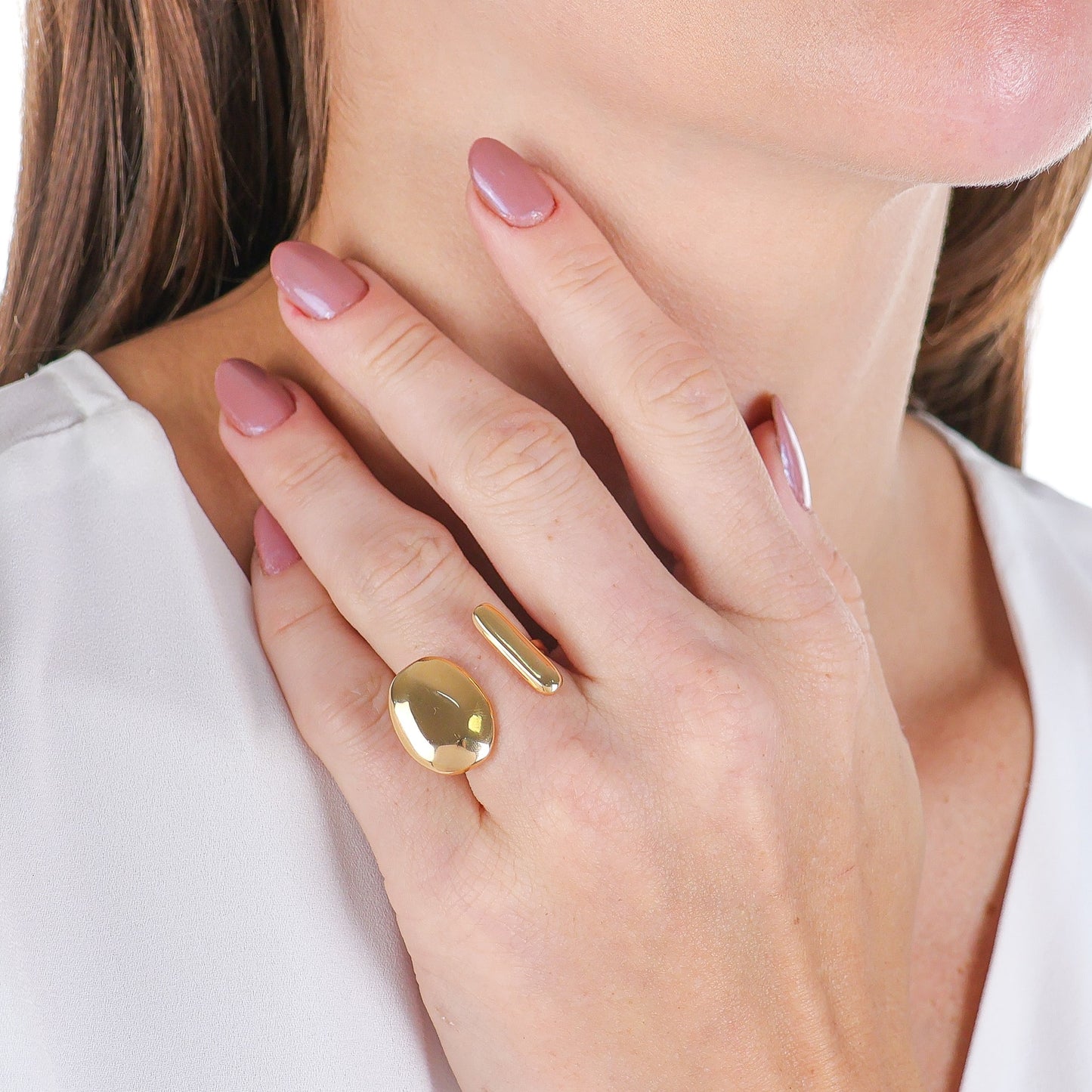 Modern Geometric Adjustable Ring Gold