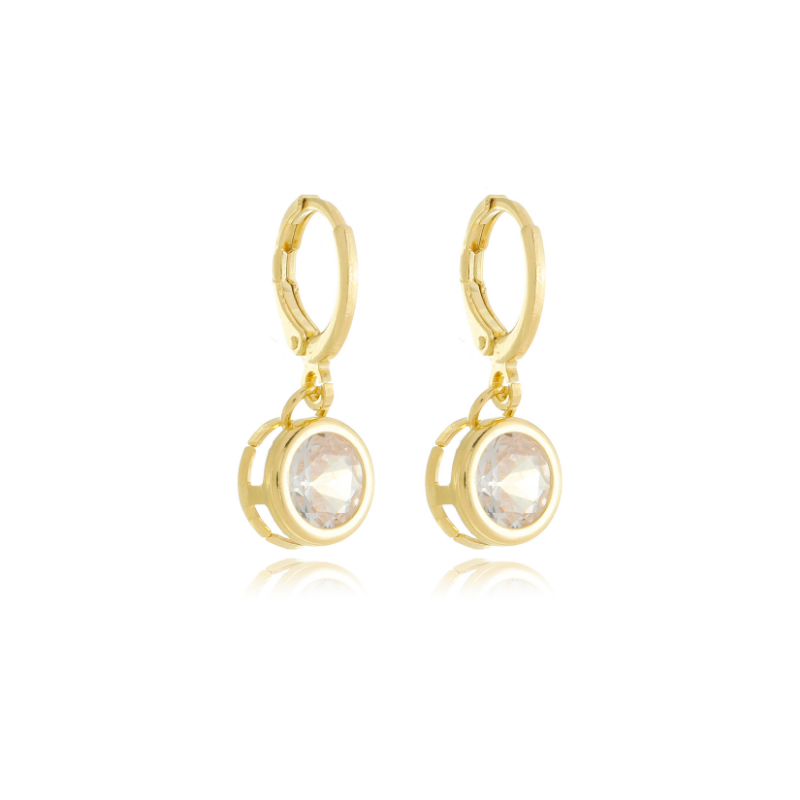 Zirconia Drop Huggie Gold