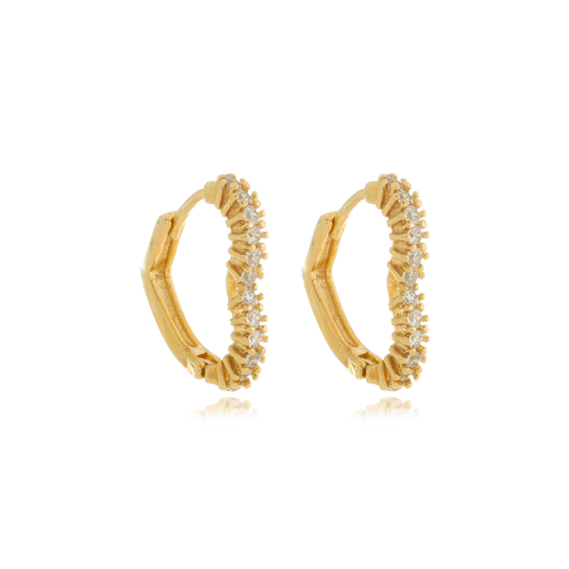 Small Dazzling Heart Huggie Gold