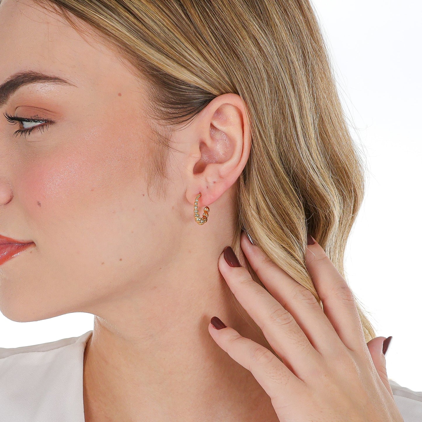 Graduated Beaded Hoops Gold