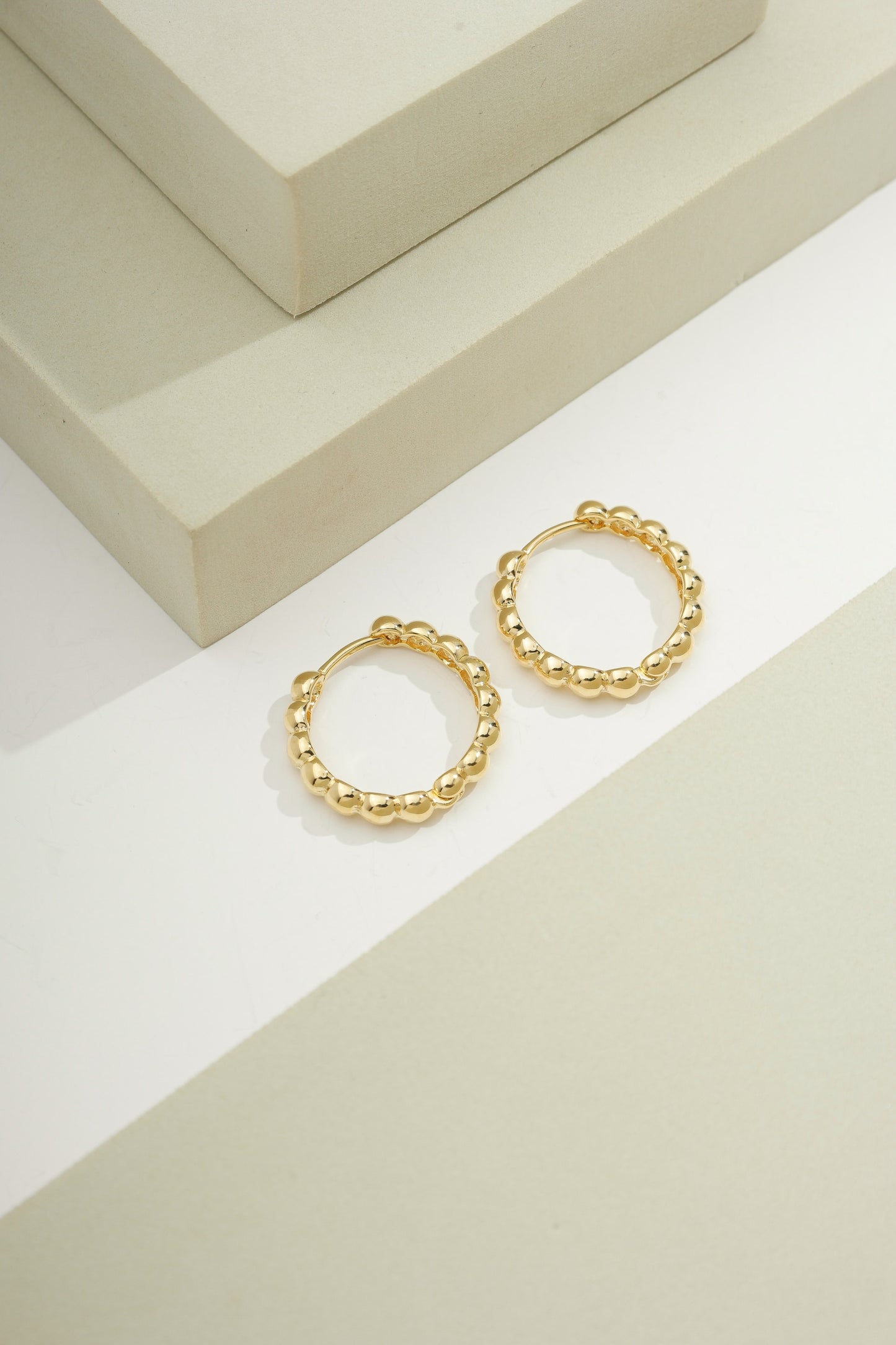 Dainty Beaded Hoops Gold