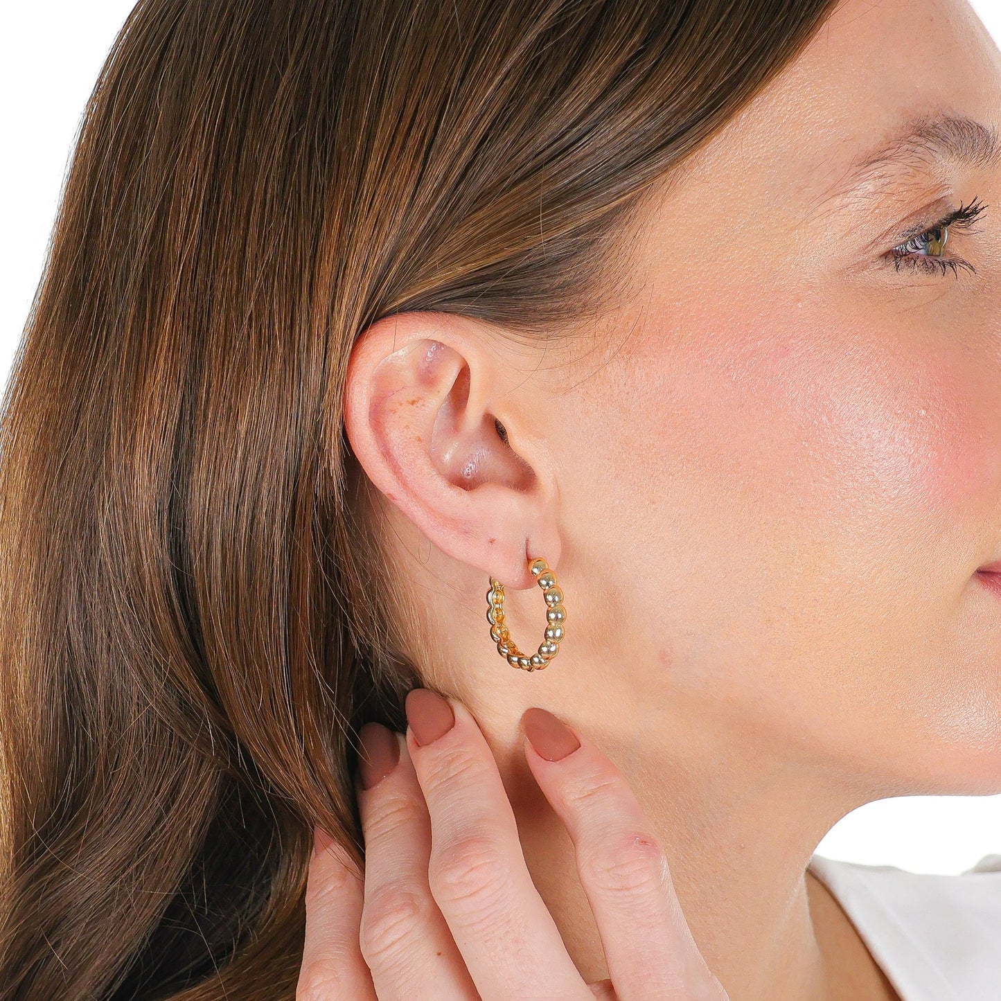 Dainty Beaded Hoops