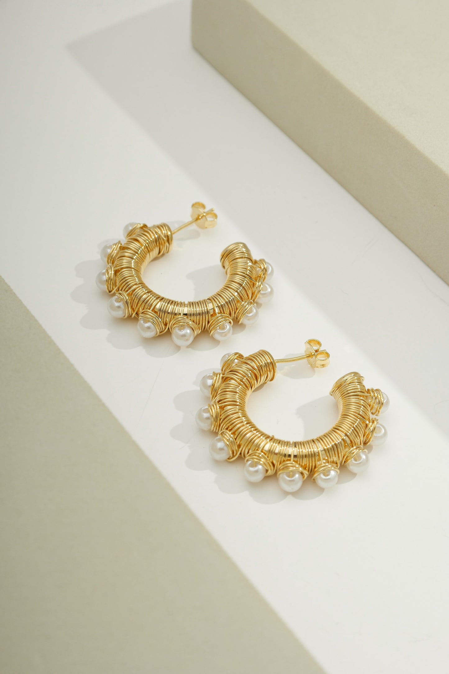 Pearl Hoops Gold
