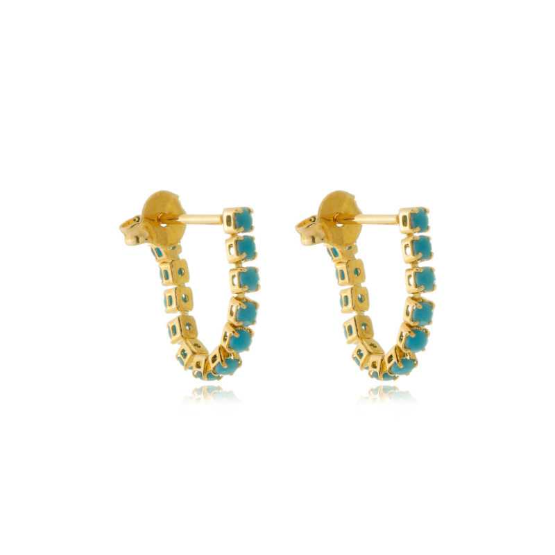 Turquoise Chain Drop Earring Gold