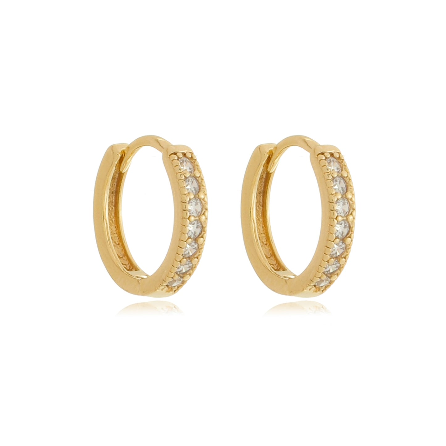 Fine Pavé Huggie Hoops Gold