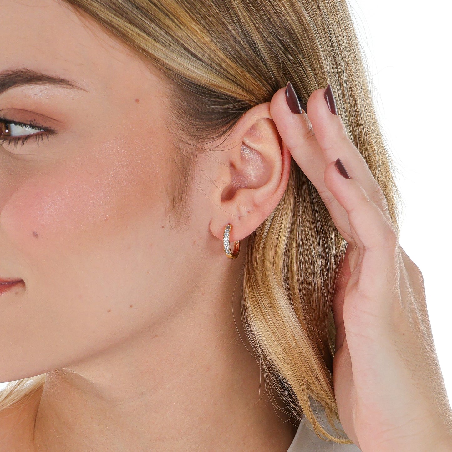 Fine Pavé Huggie Hoops Gold
