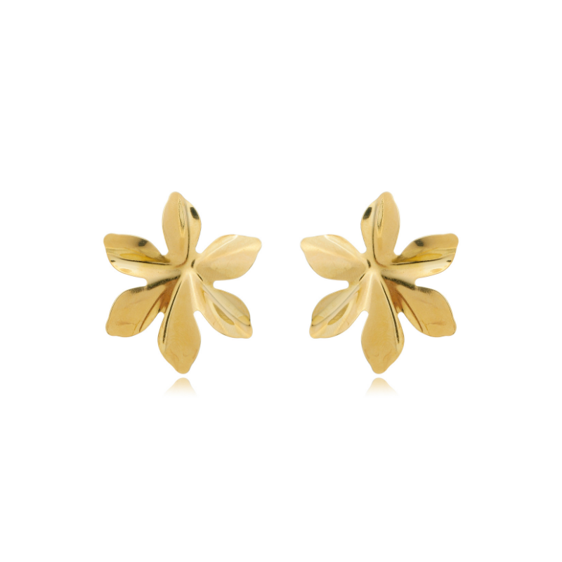 Tropical Flower Earrings Gold