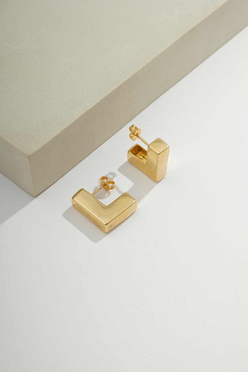 Square Statement Stud Gold