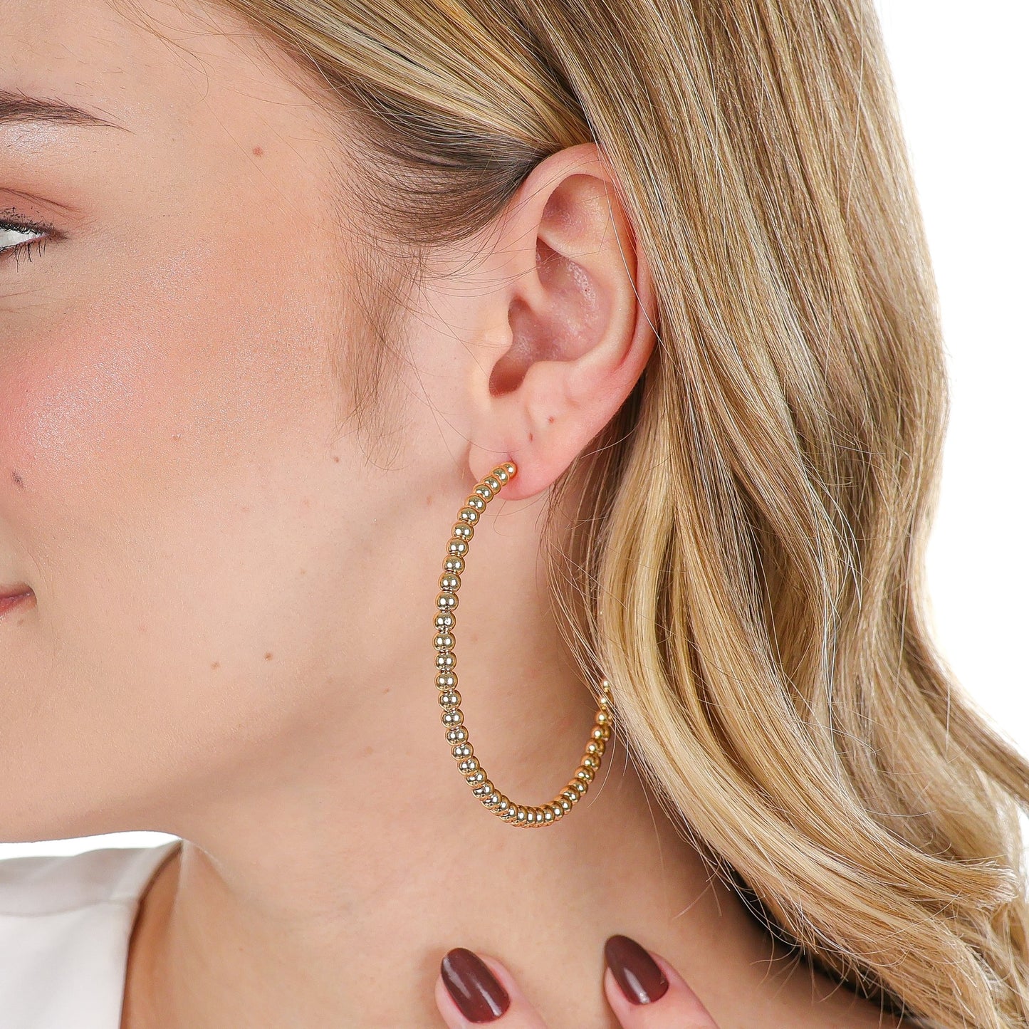 Maxi Beaded Open Hoops Gold