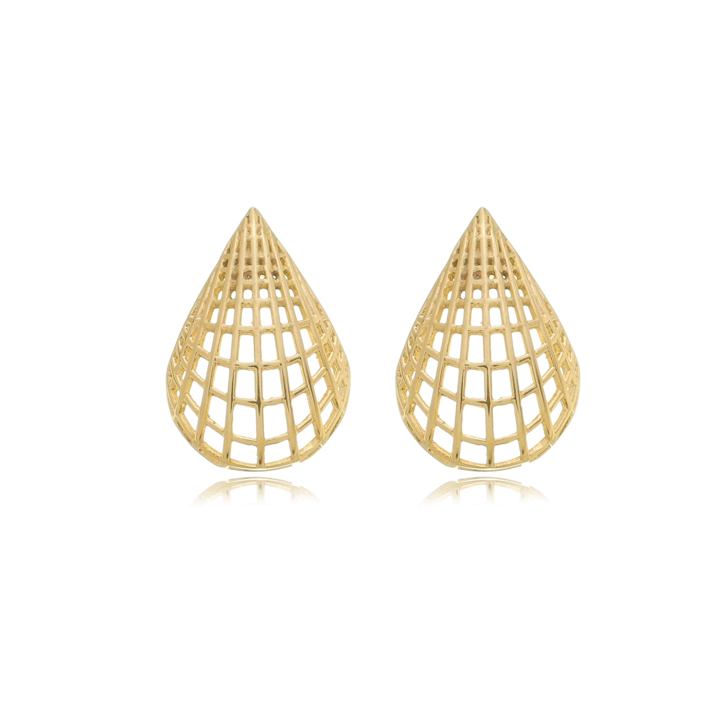 Grid Teardrop Earring Gold