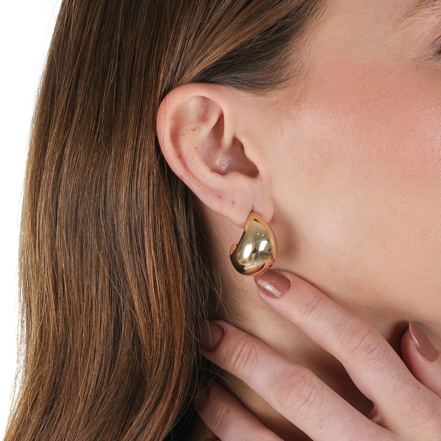Curved Teardrop Earring Gold