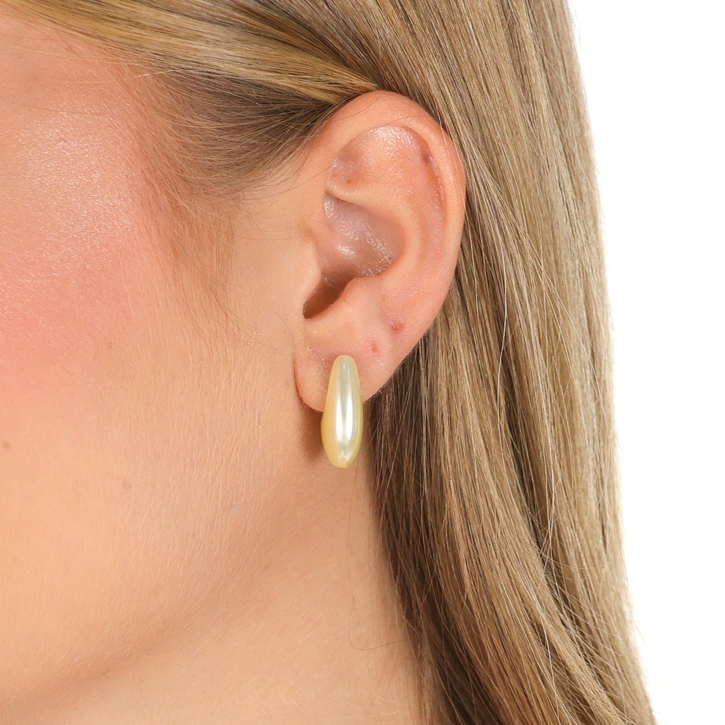 Grande Pearlized Teardrop Earrings Gold