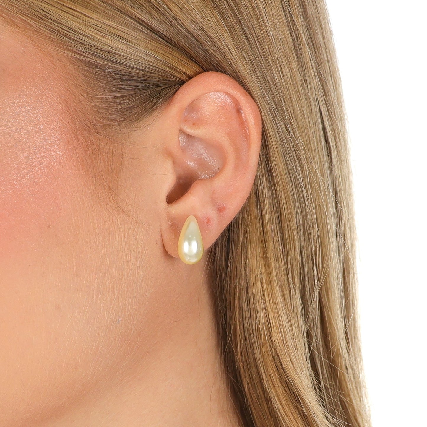 Small Pearlized Teardrop Earrings Gold
