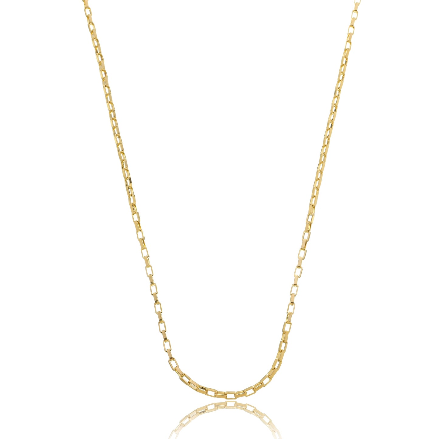 Sleek Rectangular Link Chain - 2,6mm Wide Gold / 18"