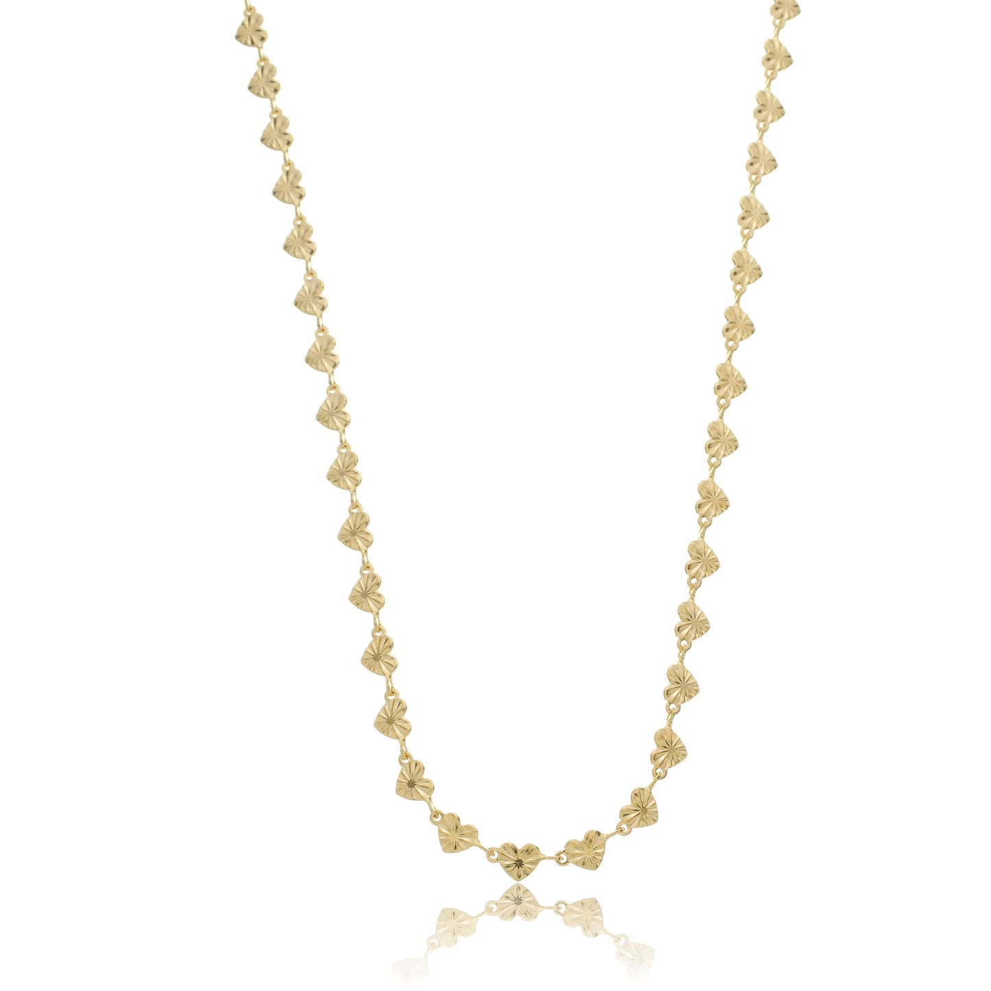 Detailed Heart Chain Necklace Gold