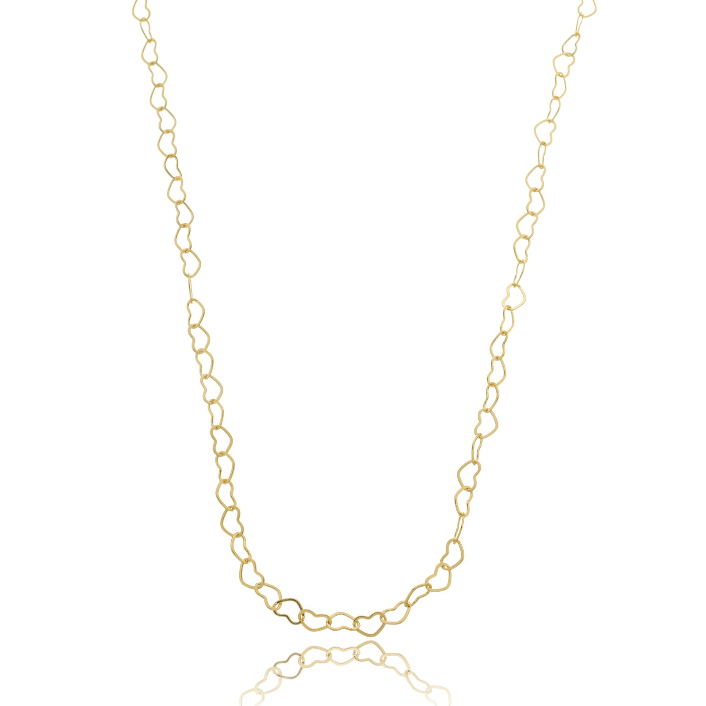Open Heart Link Chain Necklace Gold