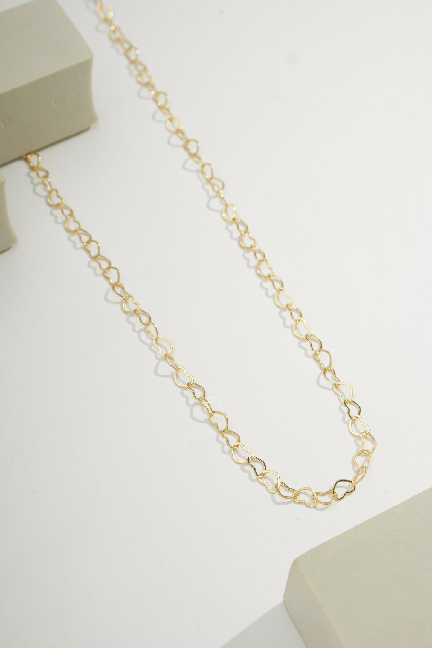 Open Heart Link Chain Necklace Gold
