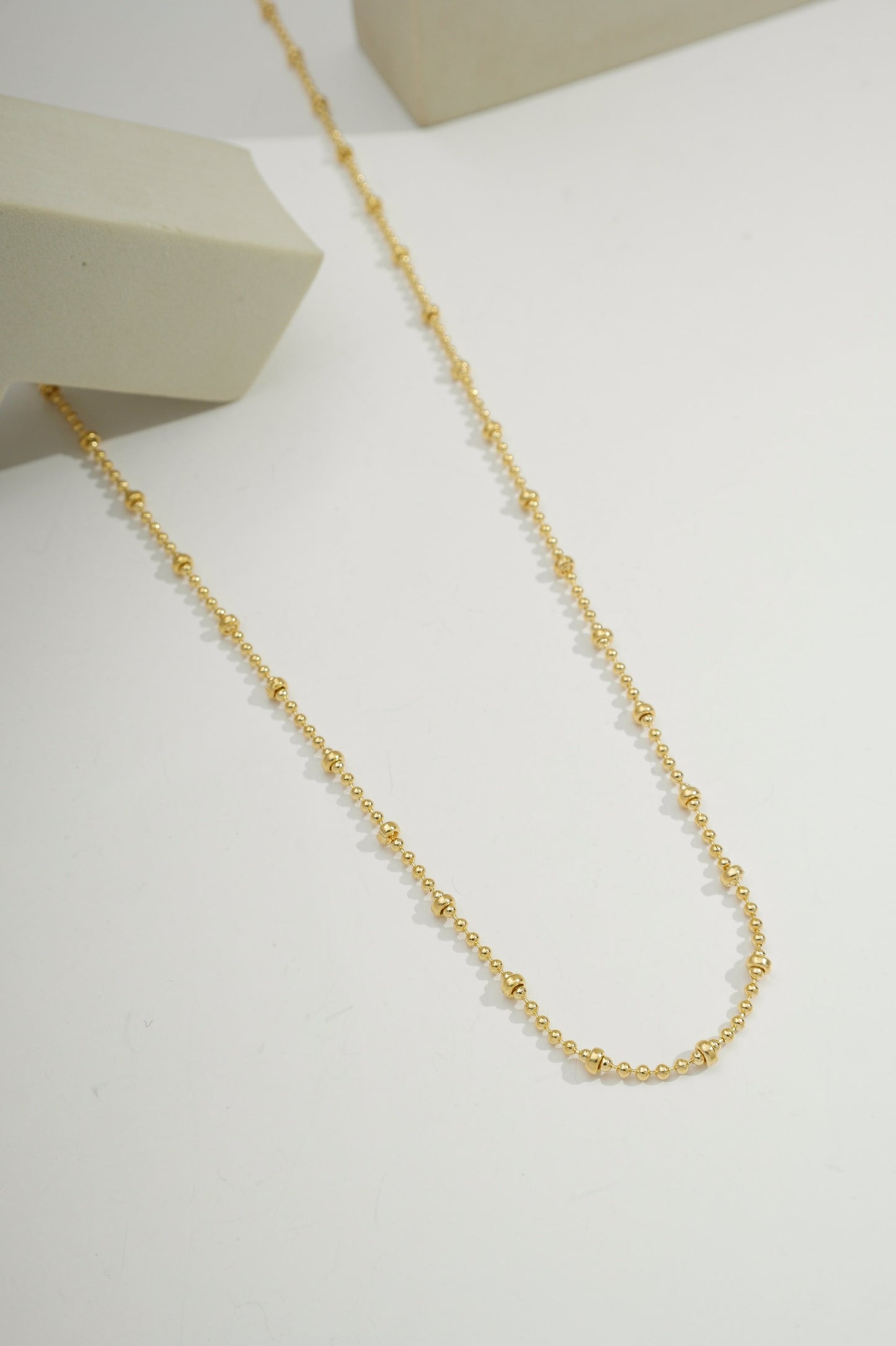 Twisted Bead Chain Necklace Gold