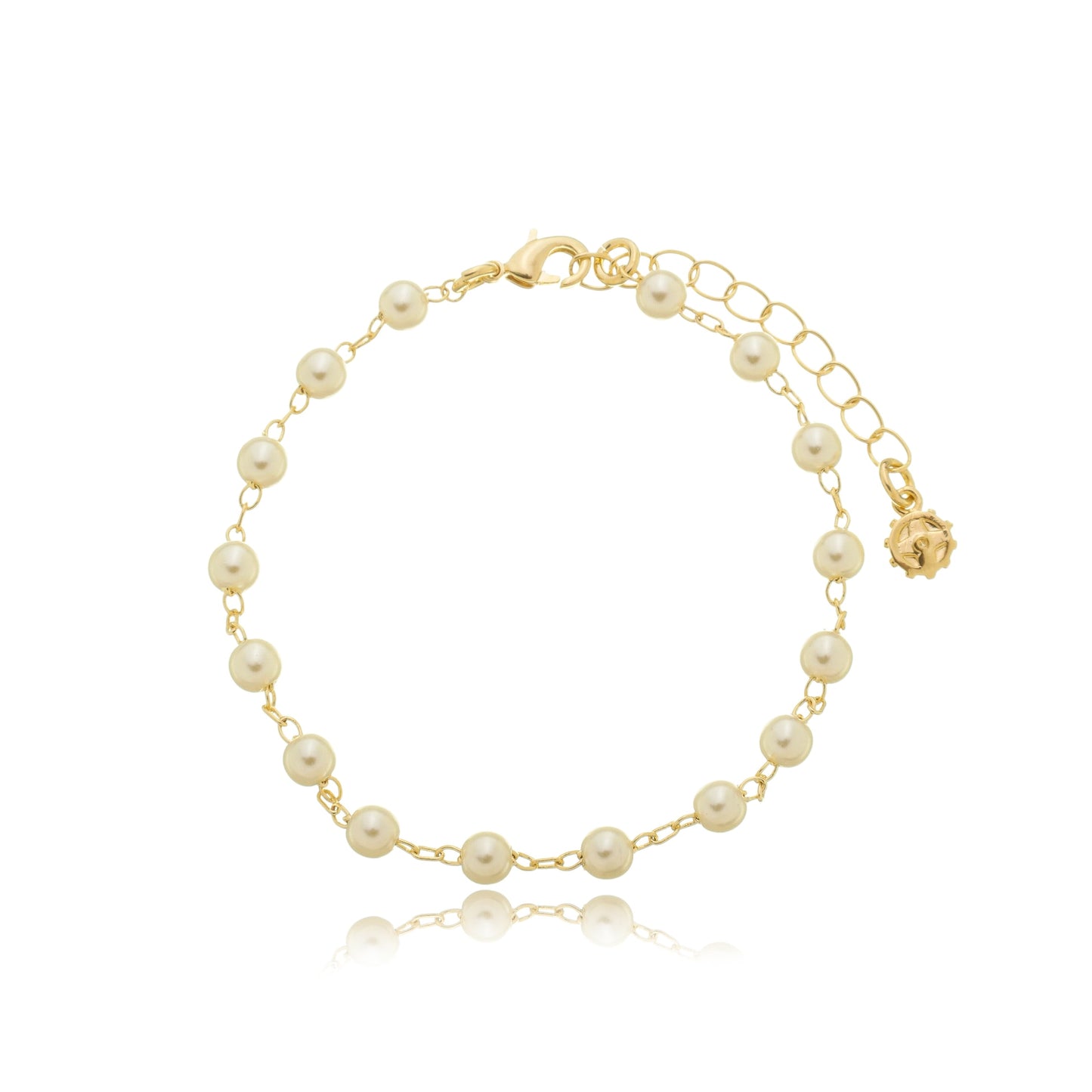 Delicate 4mm Pearl Station Chain Gold / 6"