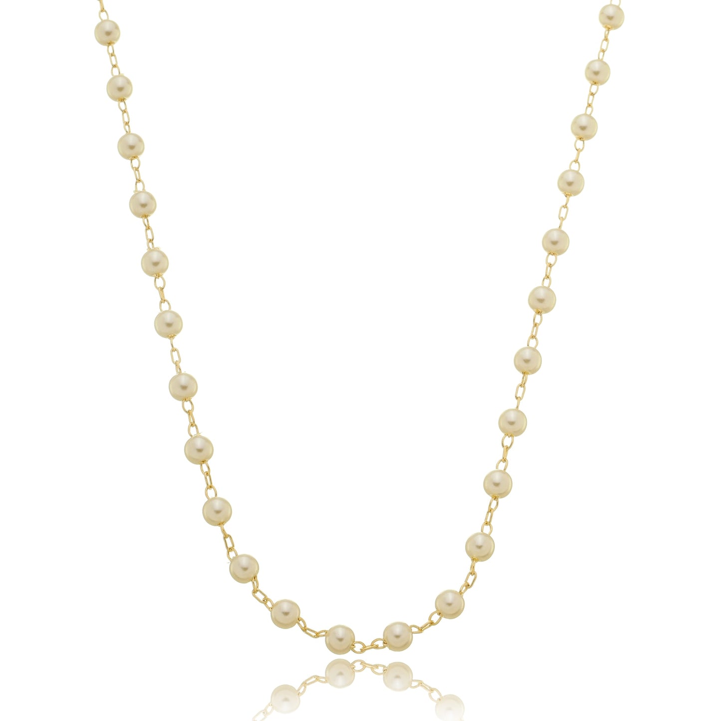 Delicate 4mm Pearl Station Chain Gold / 16"