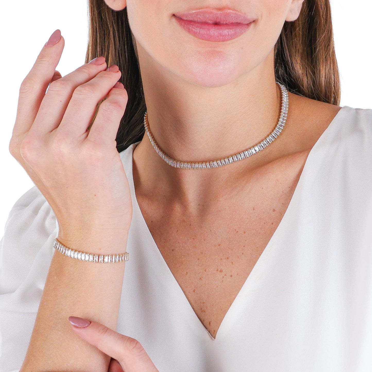 Nightsky Baguette Choker Necklace Gold