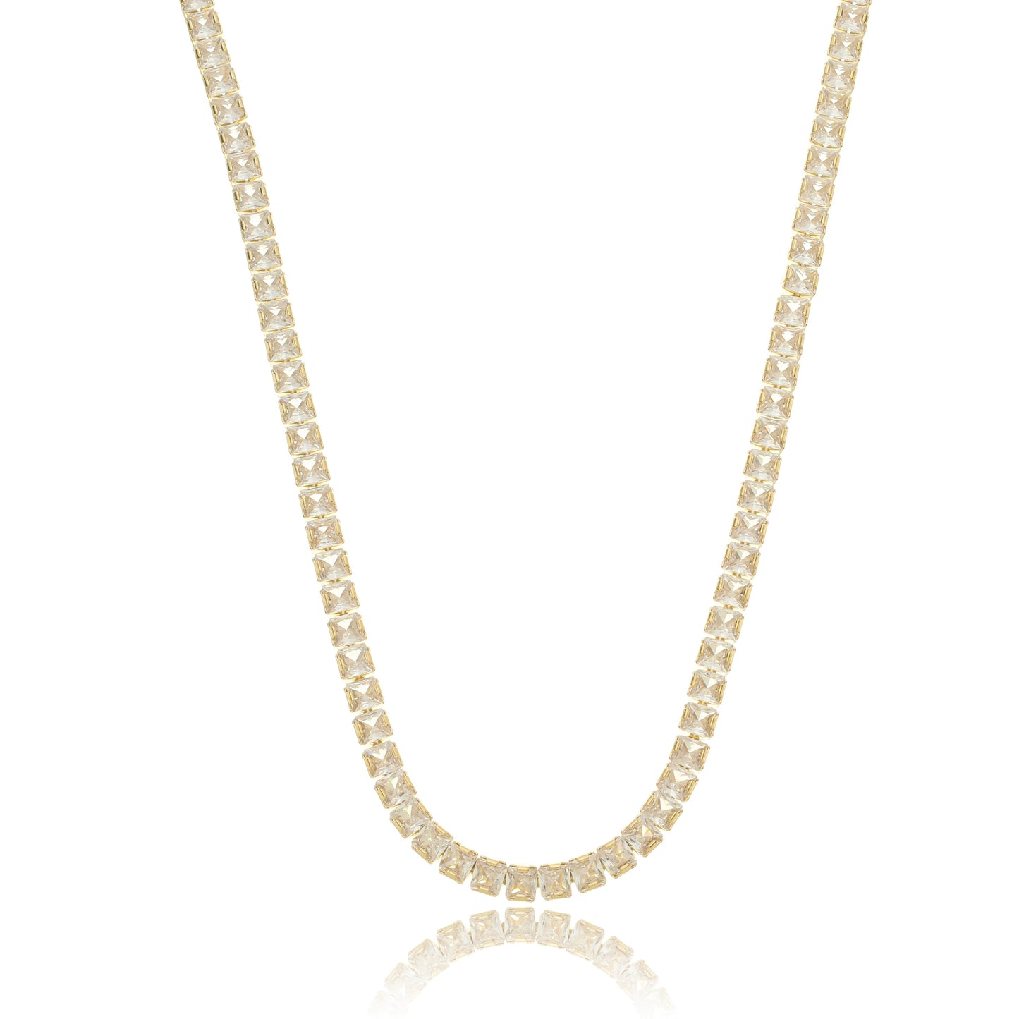 Classic Square CZ Tennis Choker Necklace Gold