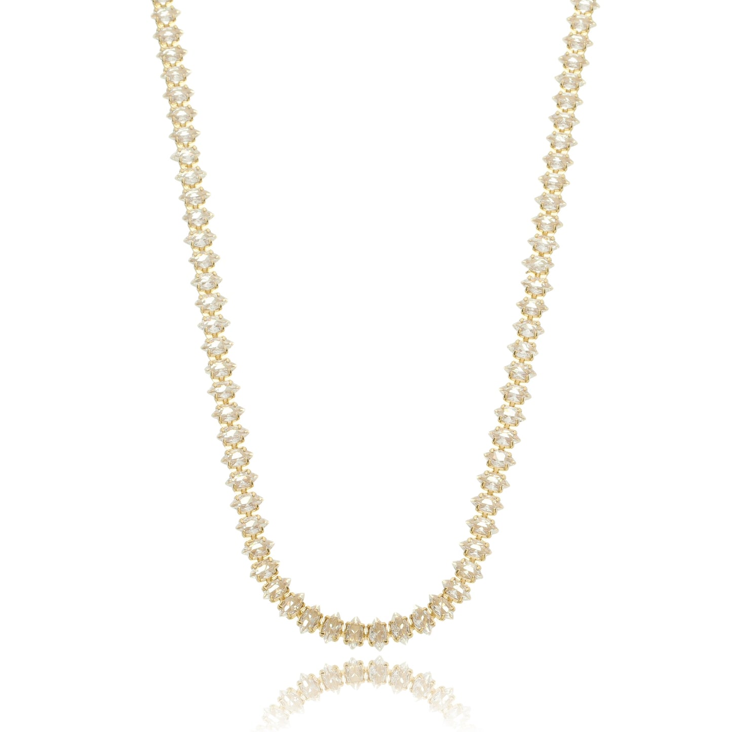 CZ Diamond Dazzle Tennis Choker Necklace Gold
