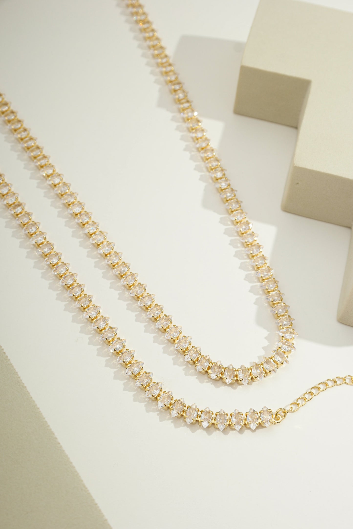 CZ Diamond Dazzle Tennis Choker Necklace Gold