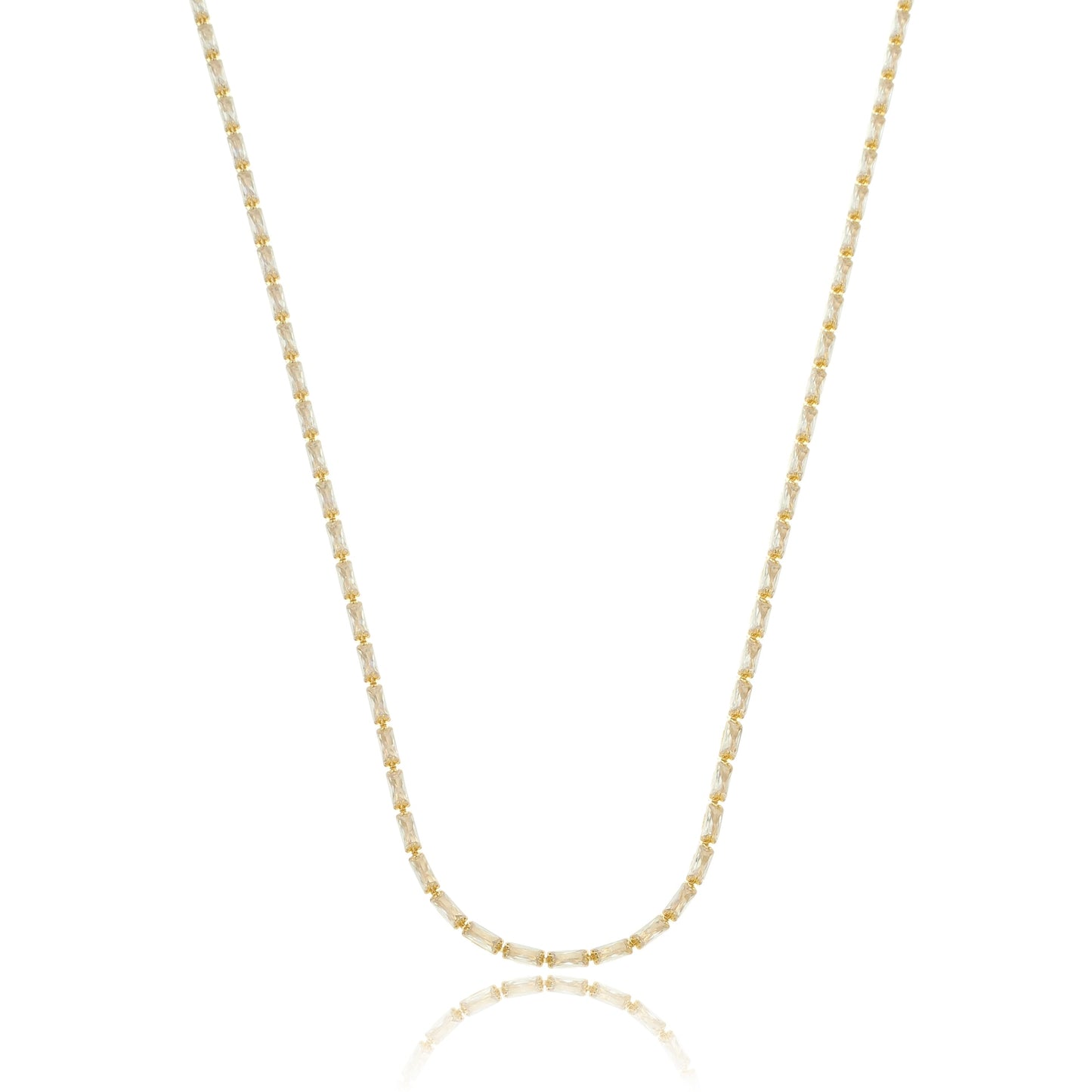 Dainty Baguette Tennis Choker Necklace Gold