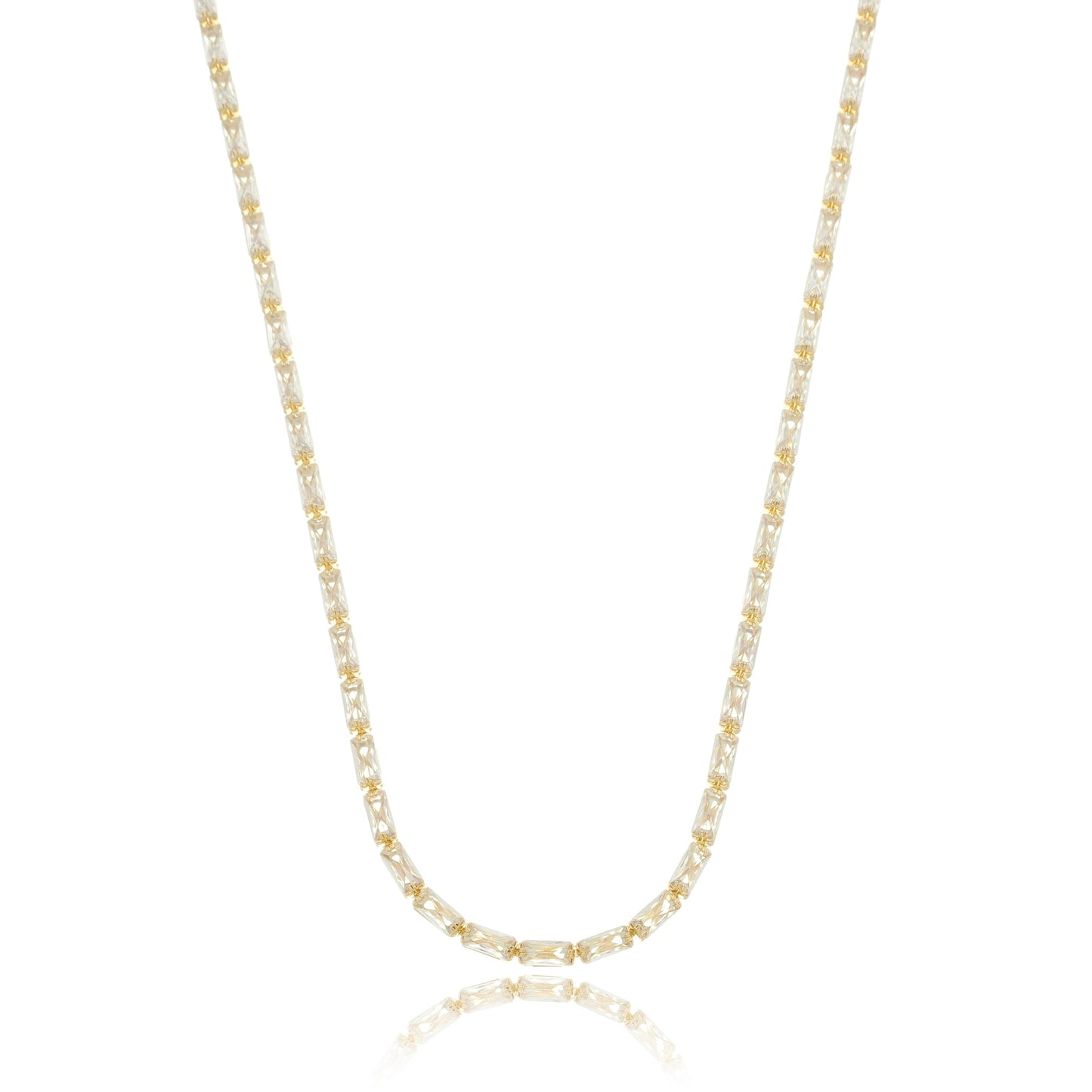 Baguette Zirconia Tennis Choker Necklace Gold