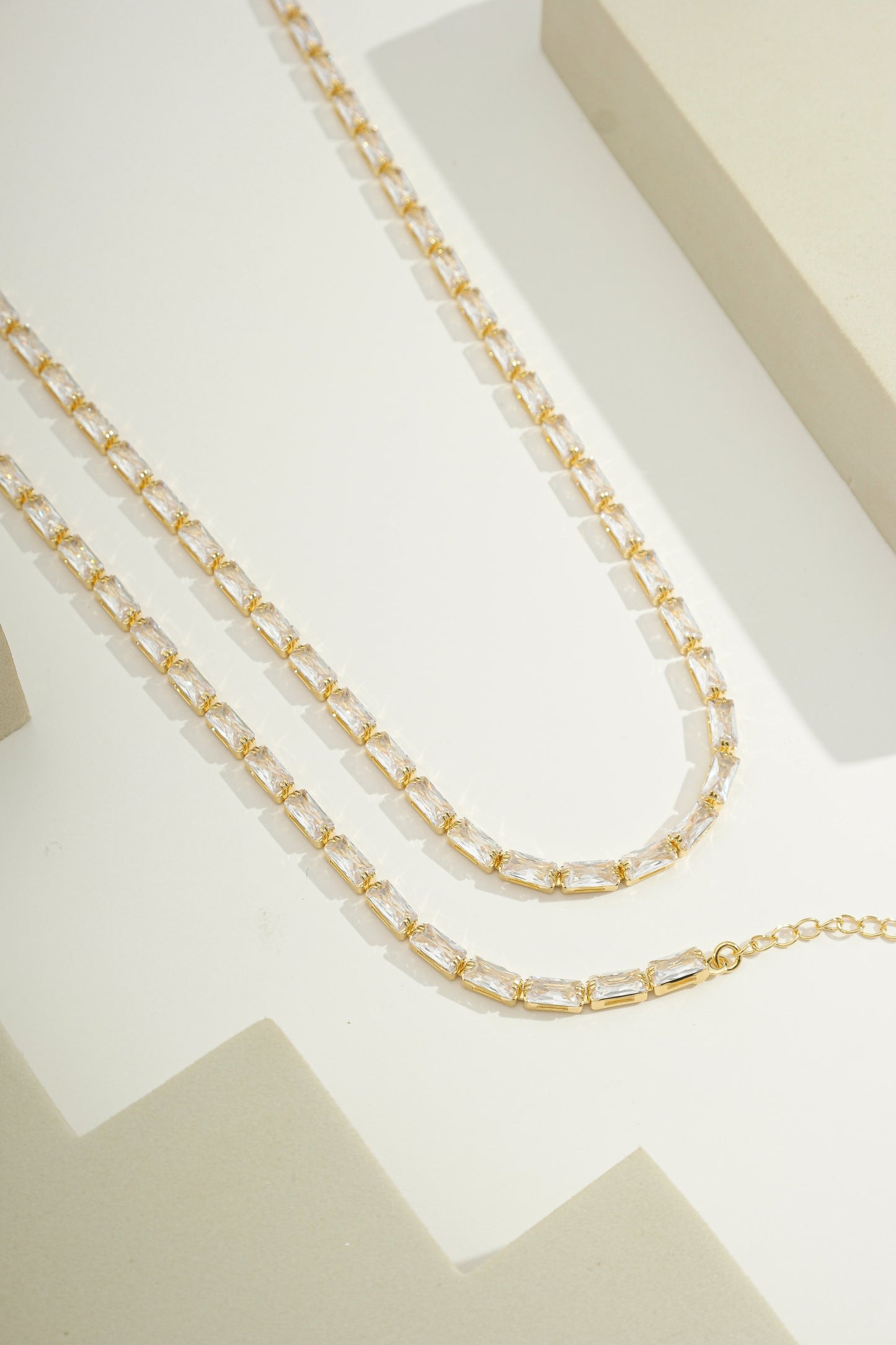 Baguette Zirconia Tennis Choker Necklace Gold