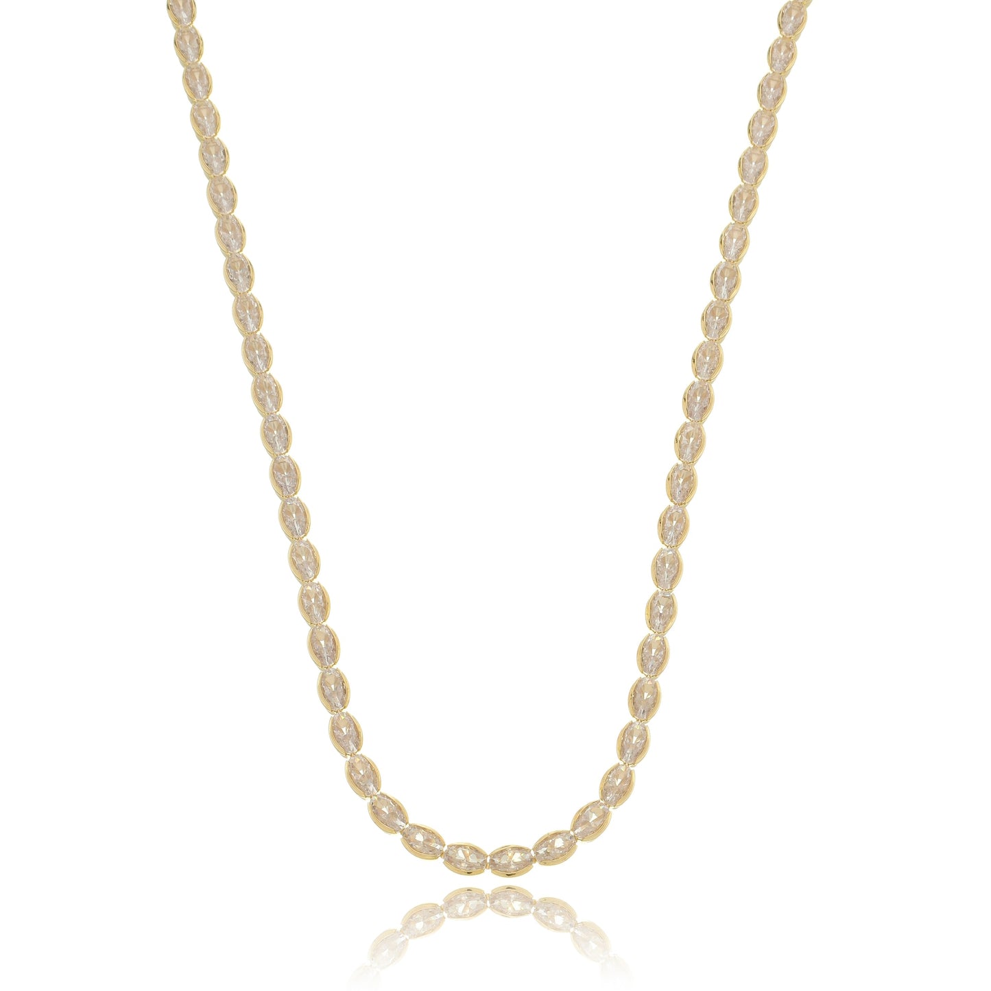 Dazzling Oval Tennis Choker Necklace Gold