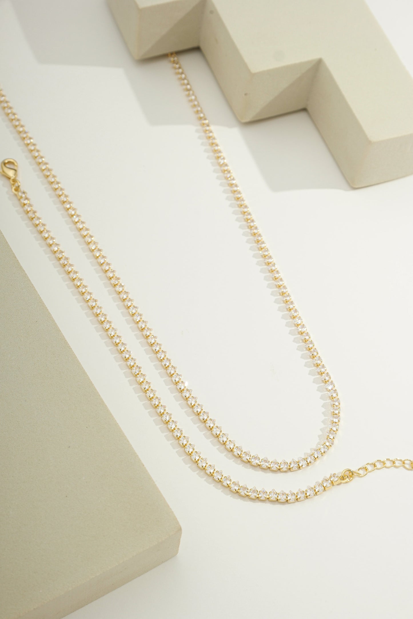Dainty Luminous Teardrop Tennis Choker Necklace Gold