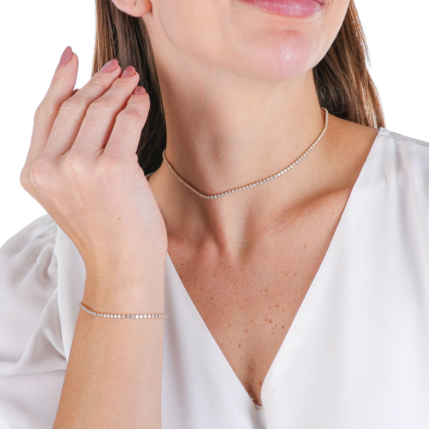 Dainty Eloise Tennis Choker Necklace Gold