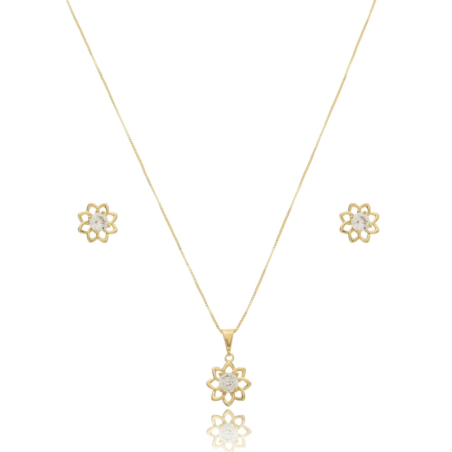 Camellia Flower Jewelry Set Gold