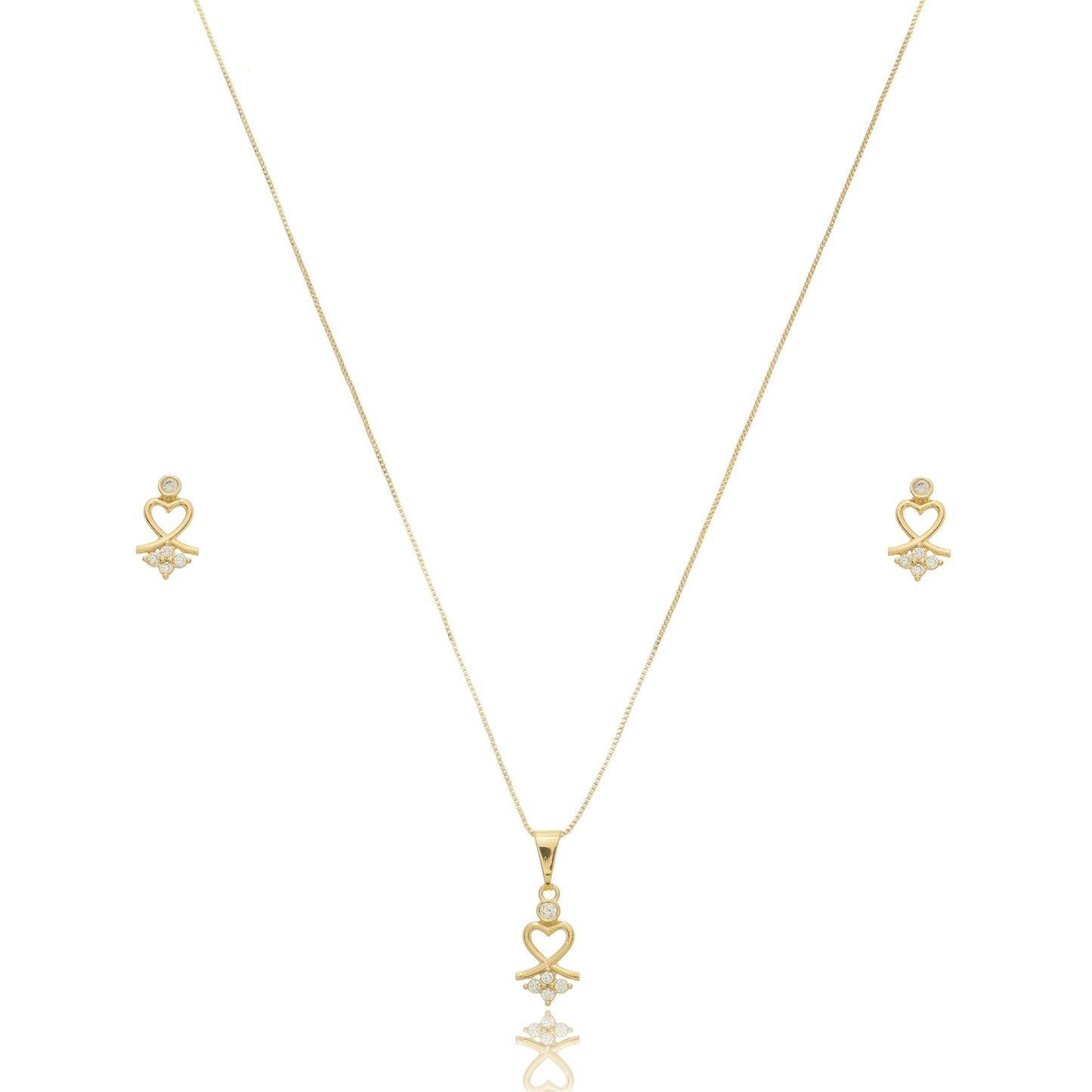 Delicate Heart Zirconia Jewelry Set Gold