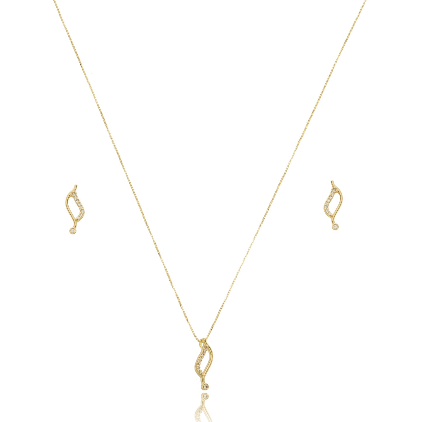 Wave Zirconia Jewelry Set Gold