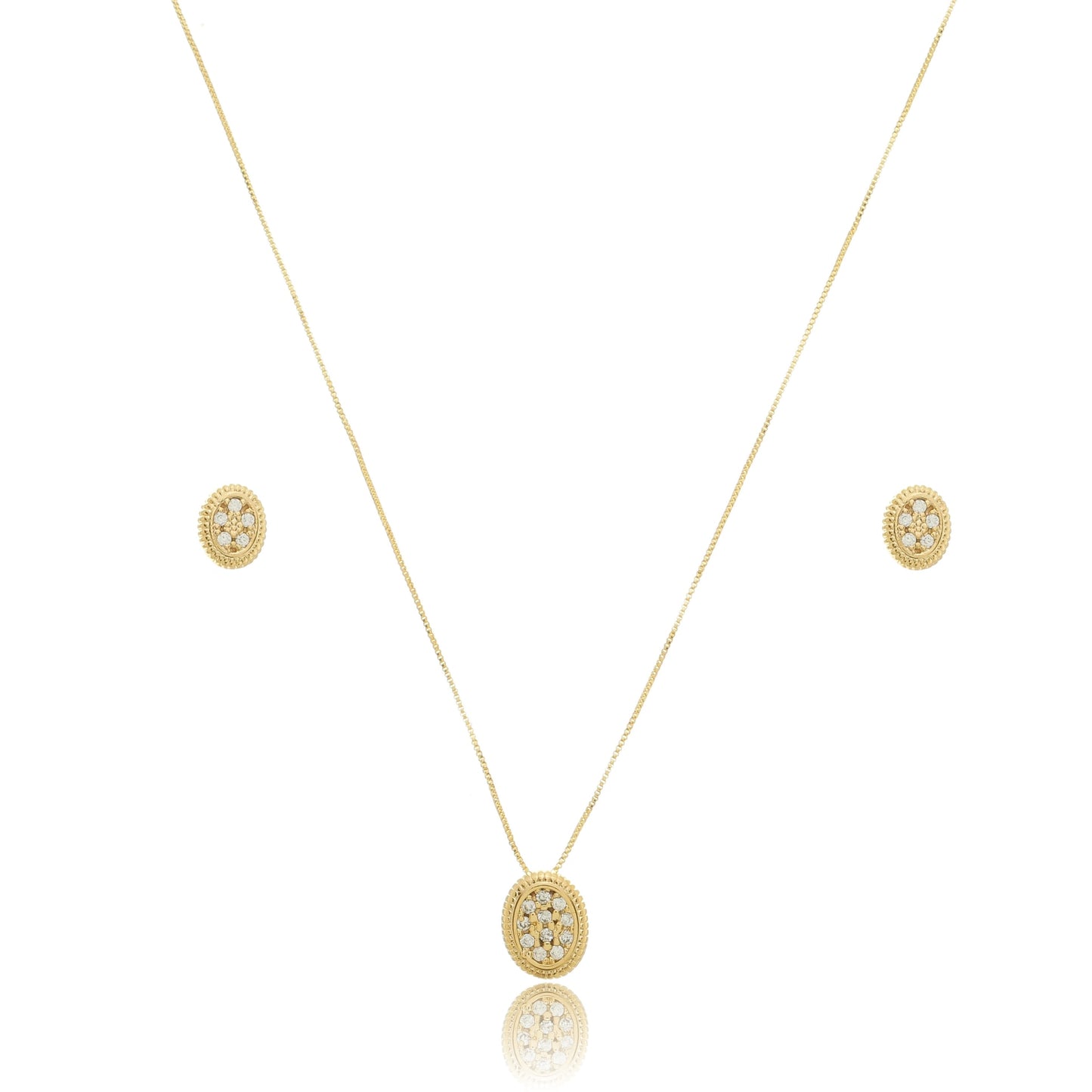 Oval Zirconia Jewelry Set Gold