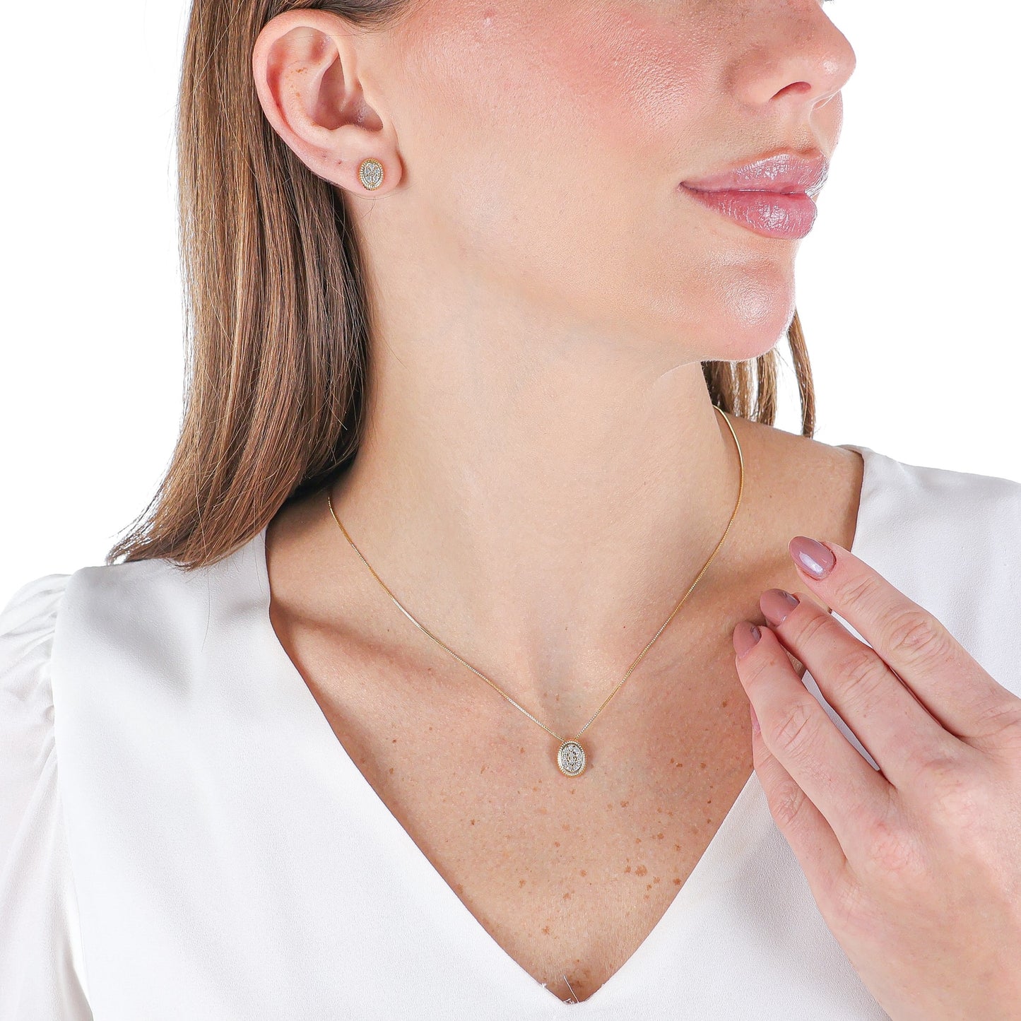 Oval Zirconia Jewelry Set Gold