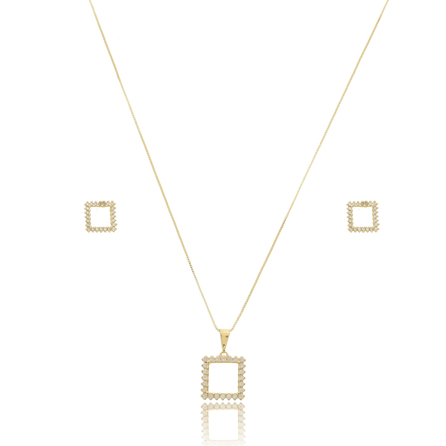 Square Zirconia Jewelry Set Gold