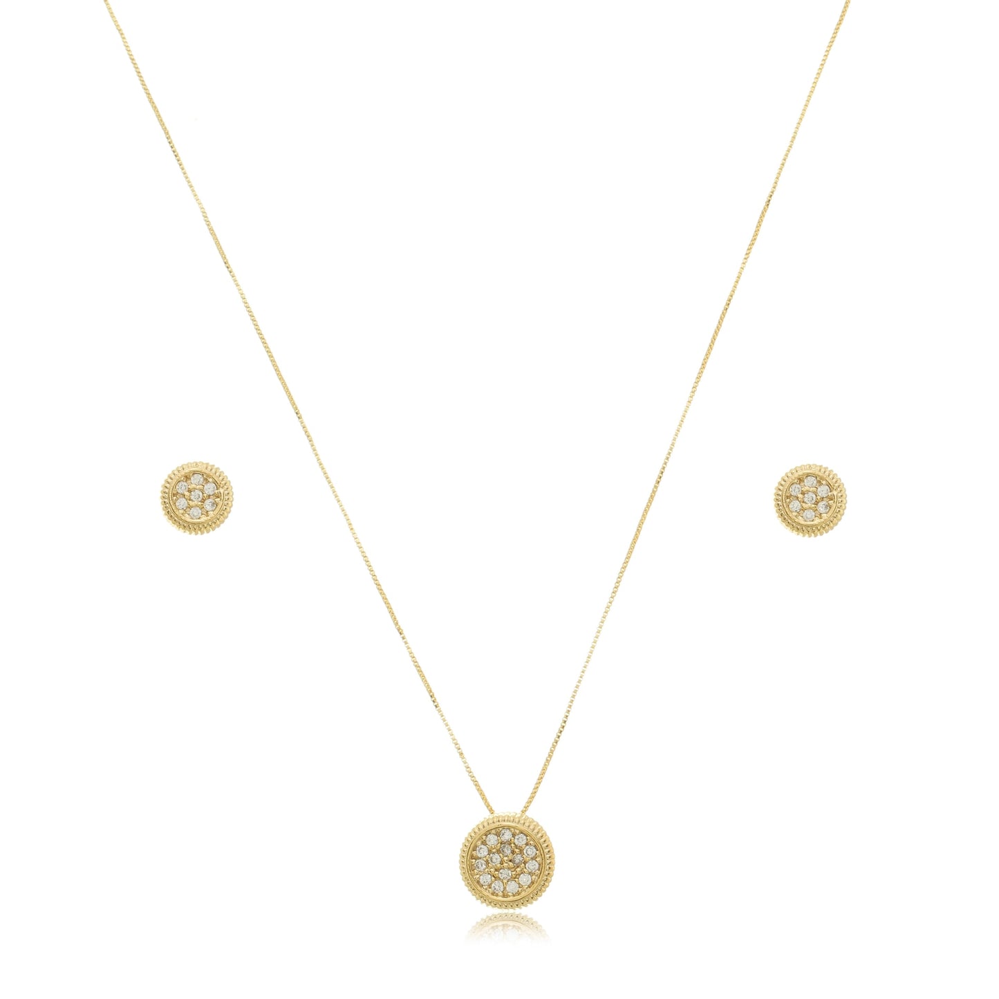 Delicate Round Zirconia Jewelry Set Gold