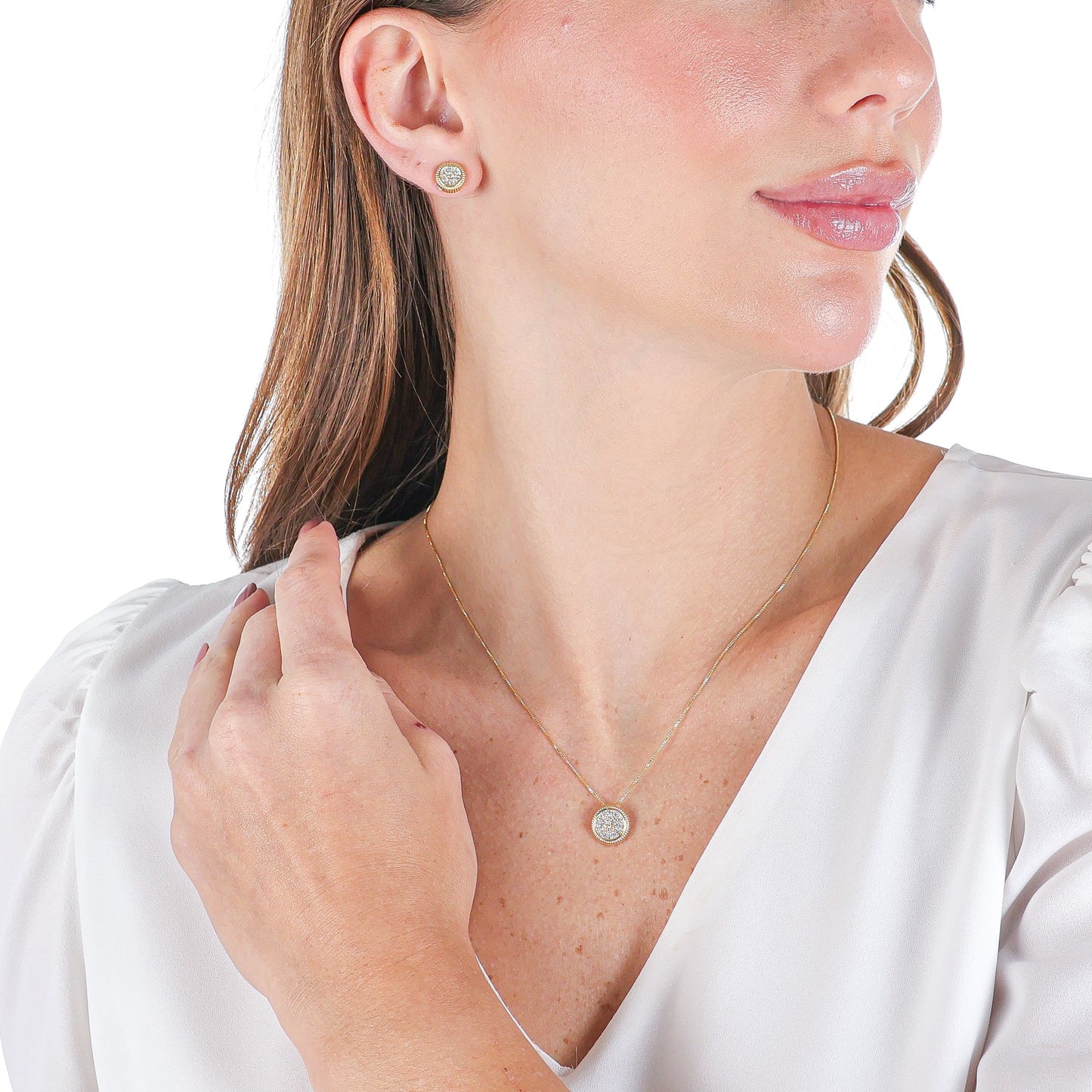 Delicate Round Zirconia Jewelry Set Gold
