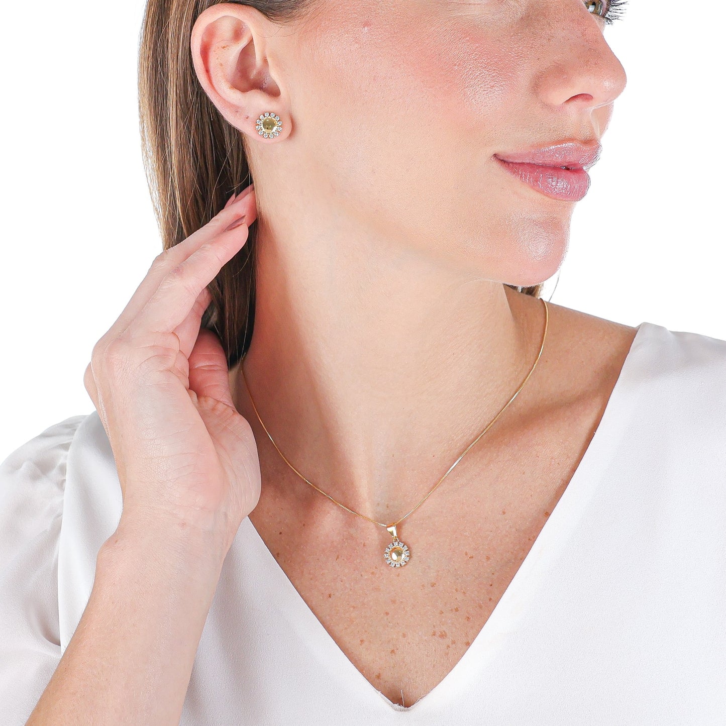 Sun Zirconia Jewelry Set Gold