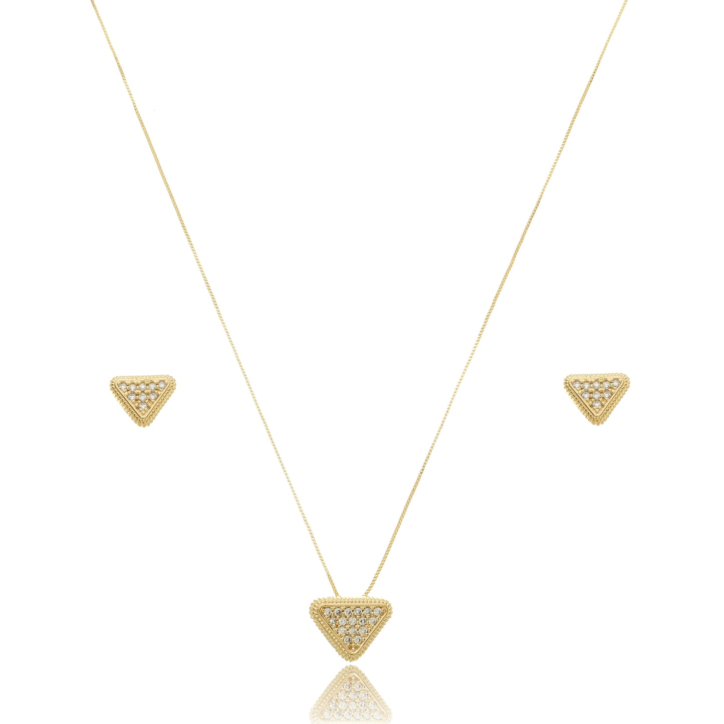 Triangle Zirconia Jewelry Set Gold