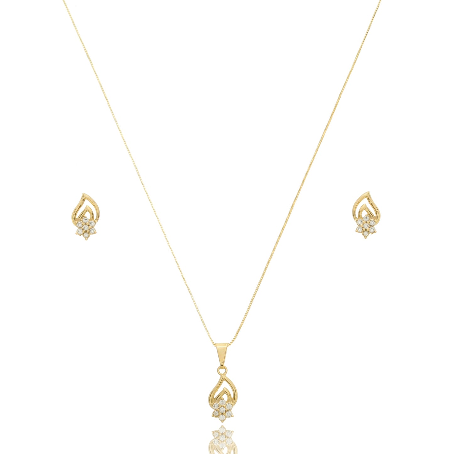 Teardrop Jewelry Set with Zirconia Accent Gold