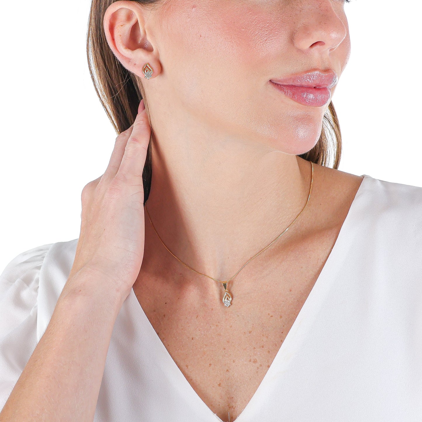 Teardrop Jewelry Set with Zirconia Accent Gold