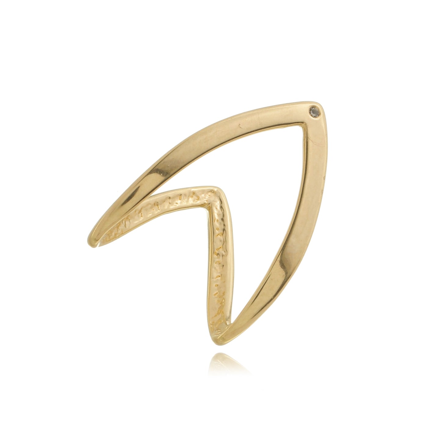 Adjustable V-Shaped Ring with Zirconia Gold