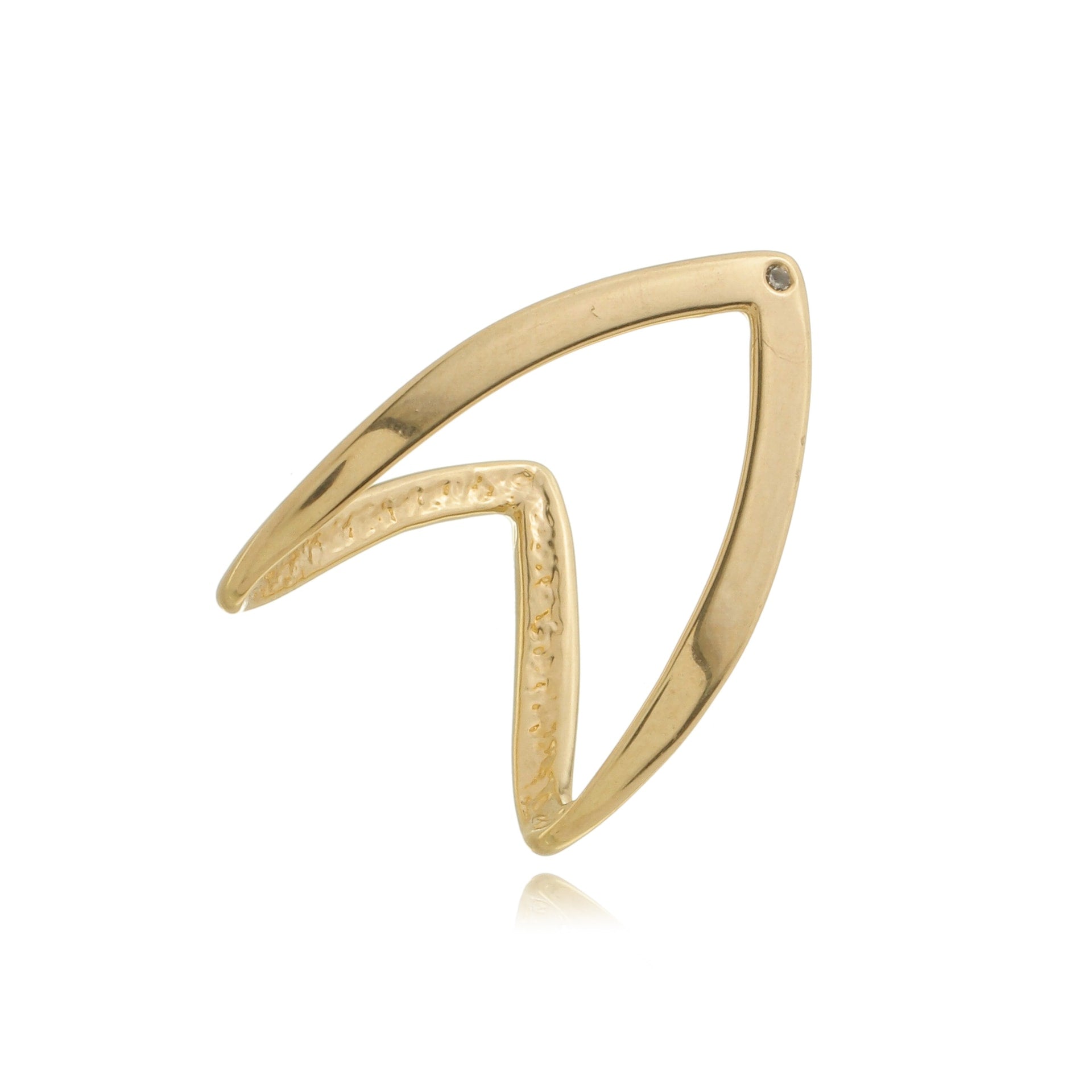 Adjustable V-Shaped Ring with Zirconia Gold