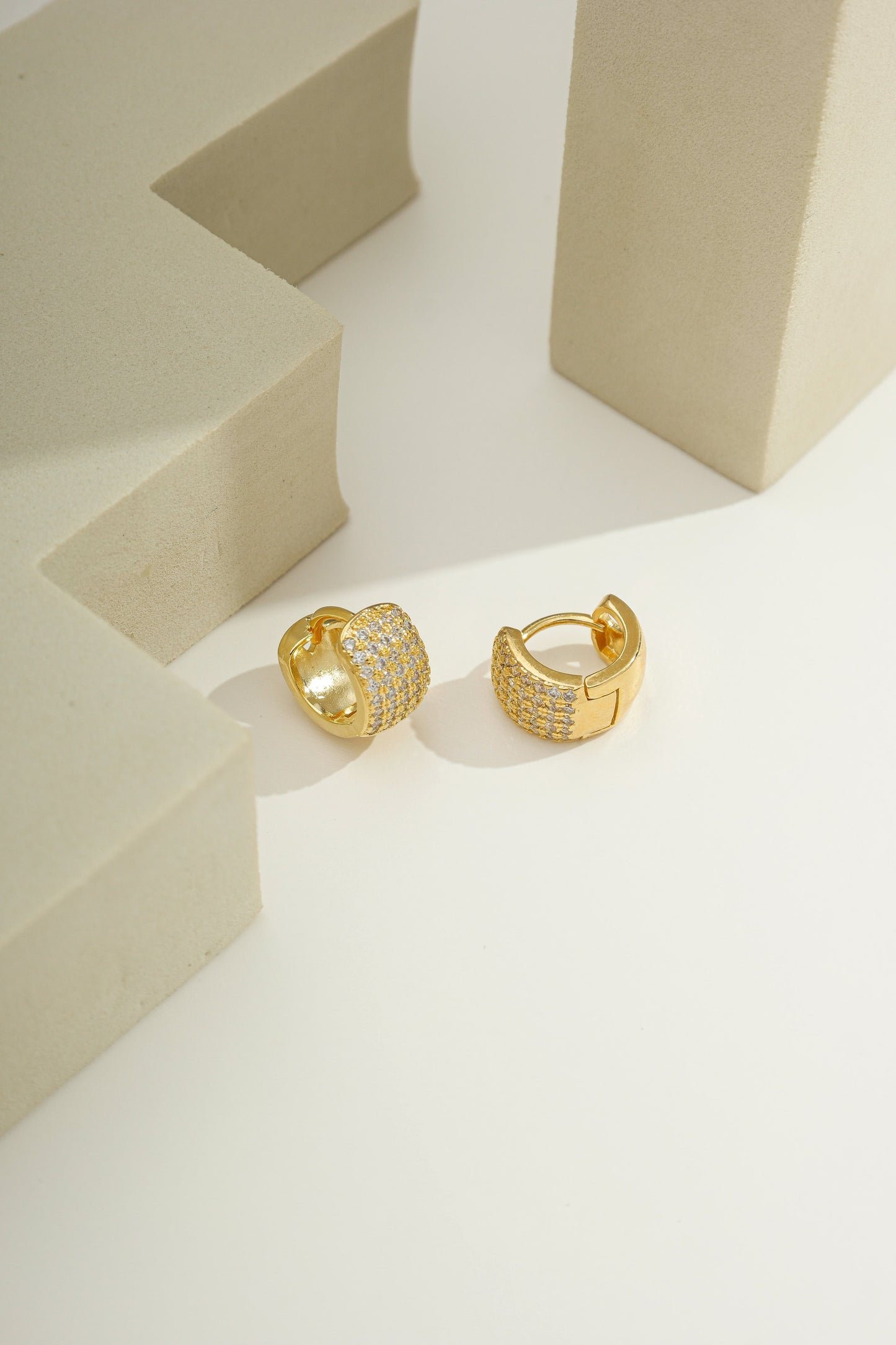 Everyday Pavé Huggies Gold