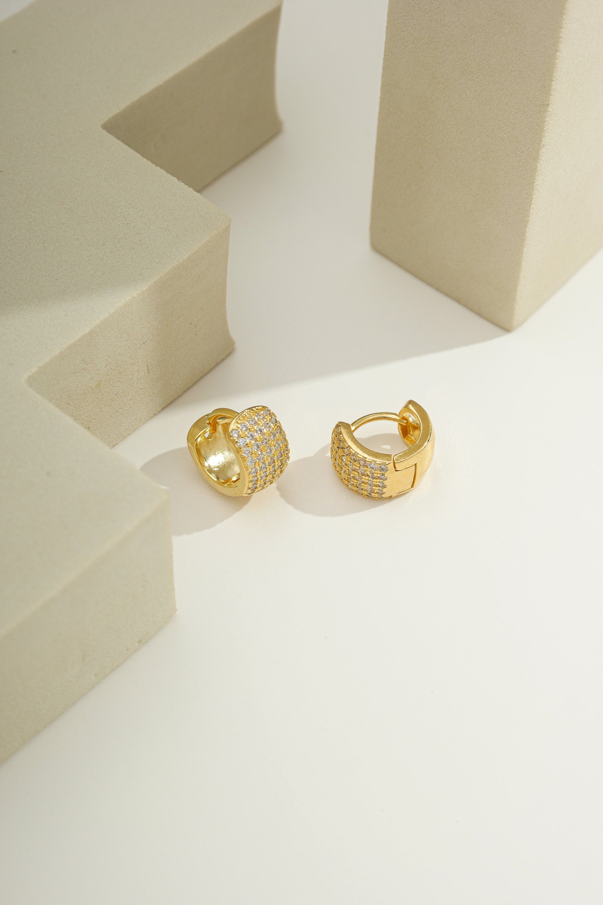 Everyday Pavé Huggies Gold